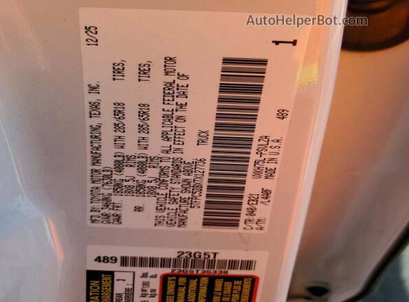 5TFPC5DBXTX127736 2026 TOYOTA TUNDRA White VIN sticker view