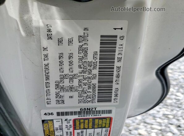 5TFRX5GN1HX090845 2017 TOYOTA TACOMA White Engine compartment view