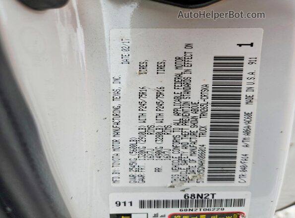 5TFRX5GN4HX086014 2017 TOYOTA TACOMA White Շարժիչի բաժամունքի տեսք