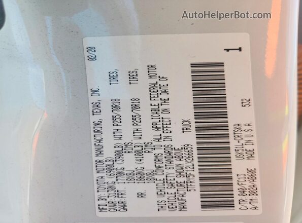 5TFRY5F12LX266659 2020 TOYOTA TUNDRA White 