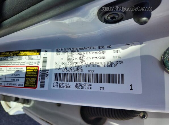 5TFRY5F19JX230335 2018 TOYOTA TUNDRA Белый Вид подкапотного пространства