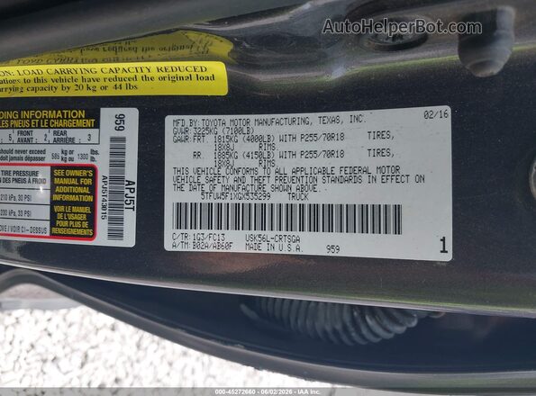 5TFUW5F1XGX535299 2016 TOYOTA TUNDRA Gray Widok komory silnika