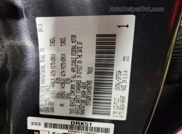 5TFUW5F1XHX587985 2017 TOYOTA TUNDRA Gray Widok naklejki z numerem VIN