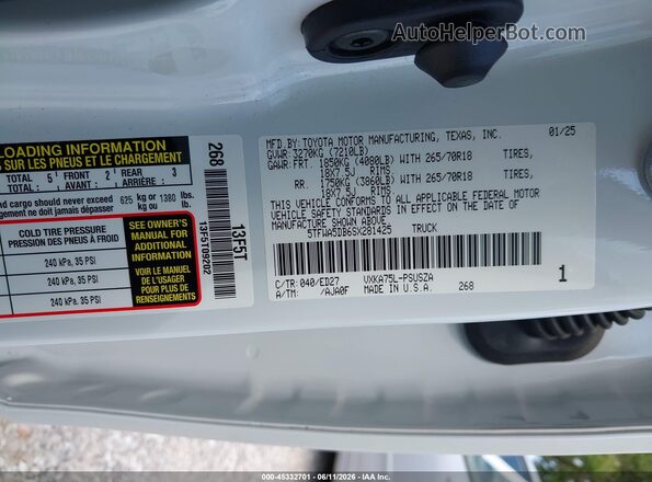5TFWA5DB6SX281425 2025 TOYOTA TUNDRA Белый Вид подкапотного пространства