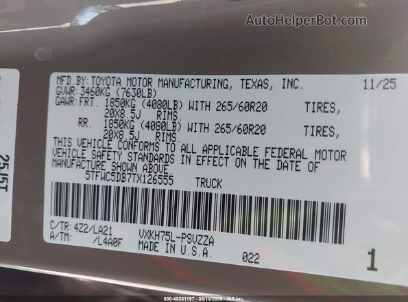 5TFWC5DB7TX126555 2026 TOYOTA TUNDRA HYBRID Brown 