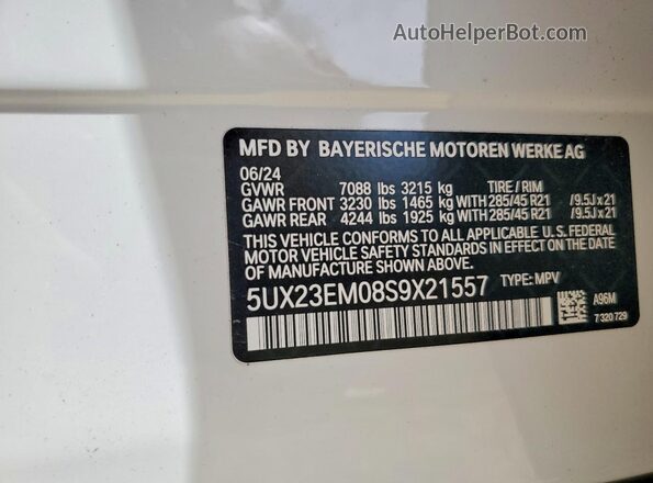5UX23EM08S9X21557 2025 BMW X7 White VIN կոդի պիտակի տեսք
