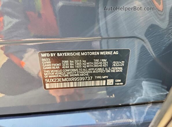 5UX23EM0XR9S99737 2024 BMW X7 Gray 