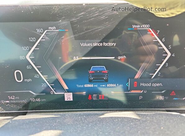 5UX23EU00R9T74218 2024 BMW X5 Blue ხელსაწყოთა პანელის ხედი