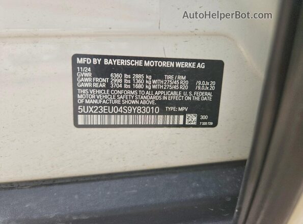 5UX23EU04S9Y83010 2025 BMW X5 White Շարժիչի բաժամունքի տեսք