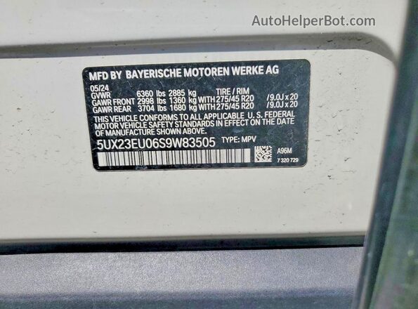 5UX23EU06S9W83505 2025 BMW X5 Белый Вид подкапотного пространства