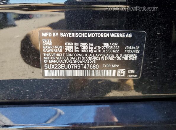 5UX23EU07R9T47680 2024 BMW X5 Black Սալոնի 360 աստիճան տեսք