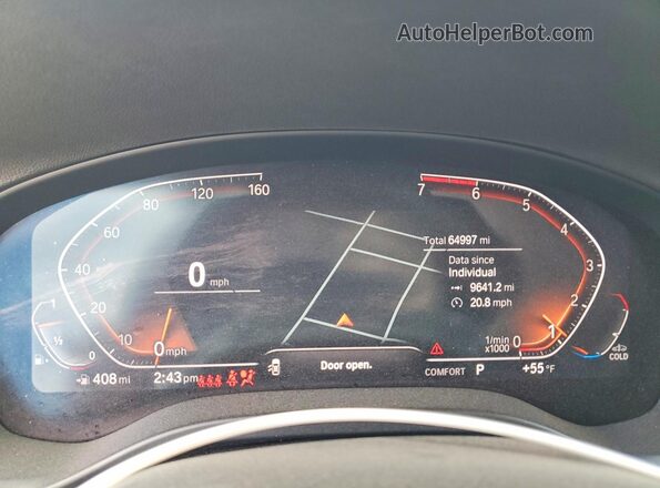 5UX2V1C09LLE67644 2020 BMW X4 White Вид щитка приладів