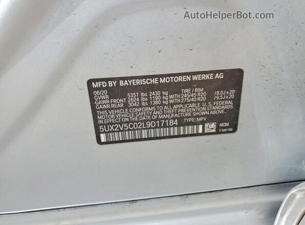 5UX2V5C02L9D17184 2020 BMW X4 Gray Вид підкапотного простору