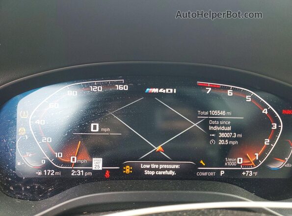 5UX2V5C02L9D17184 2020 BMW X4 Gray Вид щитка приладів