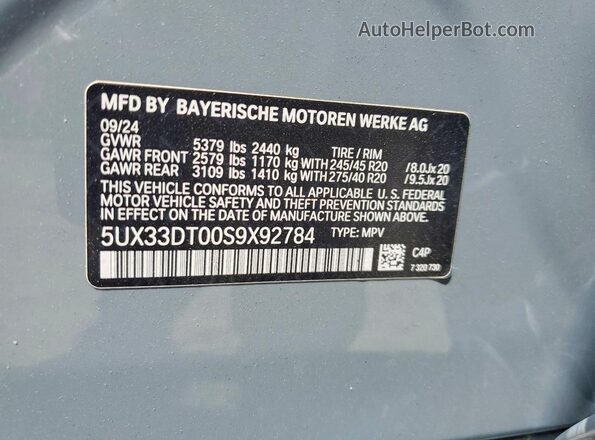 5UX33DT00S9X92784 2025 BMW X4 Blue 