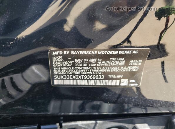 5UX33EX0XT9369633 2026 BMW X6 Black Engine compartment view