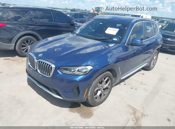 5UX43DP07N9L57814 2022 BMW X3 Синий Передняя левая четверть