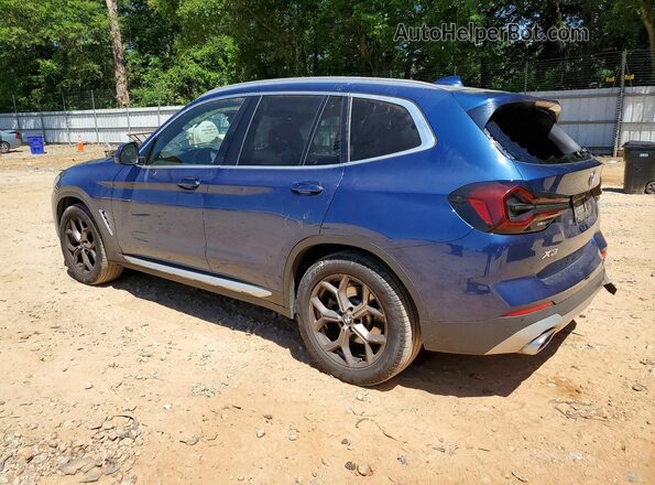 5UX43DP08N9H43161 2022 BMW X3 Blue Rear left