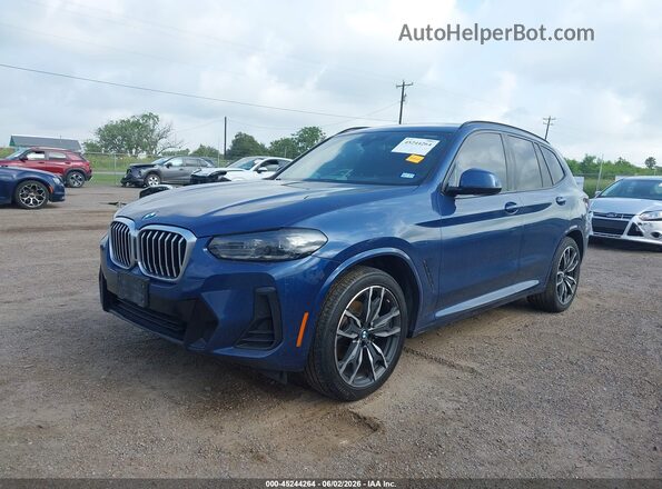 5UX43DP08N9K59472 2022 BMW X3 Blue Vista tres cuartos delantera izquierda