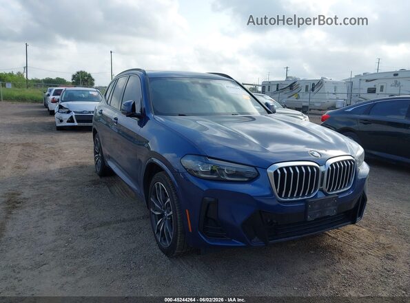5UX43DP08N9K59472 2022 BMW X3 Blue Vista frontal