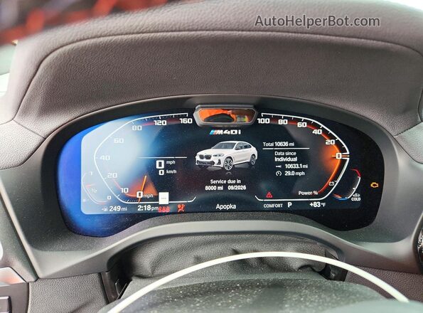 5UX43DT0XS9X68691 2025 BMW X4 White Widok zestawu wskaźników