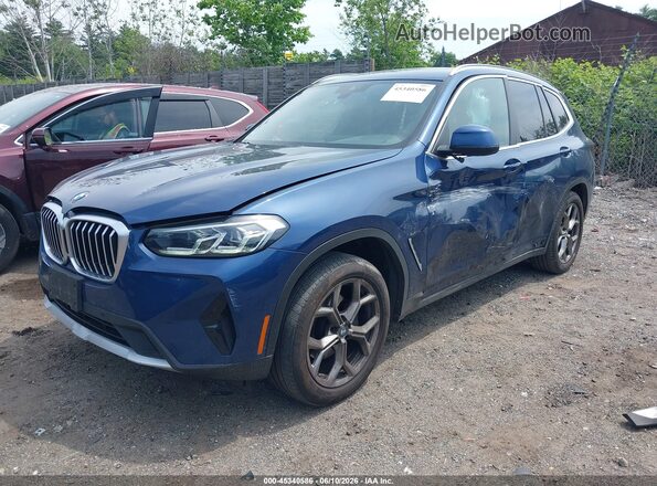 5UX53DP01N9K41450 2022 BMW X3 Blue Передня ліва чверть