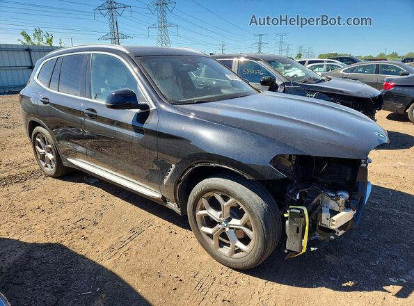 5UX53DP01N9K97680 2022 BMW X3 Black Przód prawy