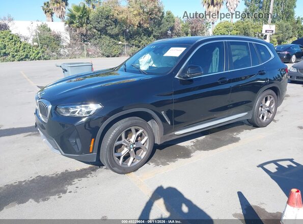 5UX53DP01N9M15355 2022 BMW X3 Black Առջևի ձախ երեք քառորդ տեսարան