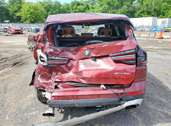 5UX53DP03N9L62156 2022 BMW X3 Burgundy უკანა ხედი
