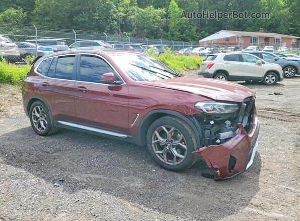 5UX53DP03N9L62156 2022 BMW X3 Burgundy წინა მარჯვენა
