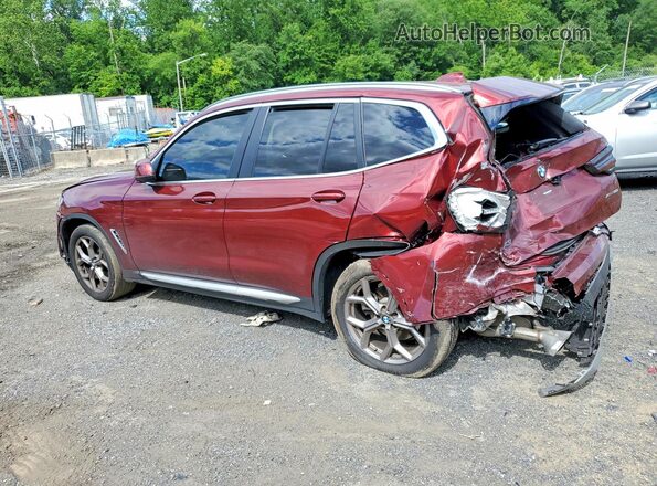 5UX53DP03N9L62156 2022 BMW X3 Burgundy უკანა მარცხენა