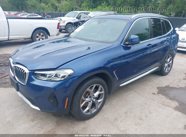 5UX53DP03P9S64280 2023 BMW X3 Blue წინა მარცხენა ხედი სამი მეოთხედიდან