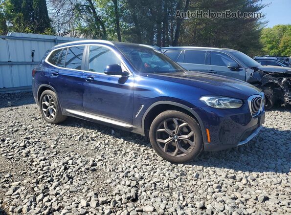 5UX53DP04N9M86694 2022 BMW X3 Blue Przód prawy