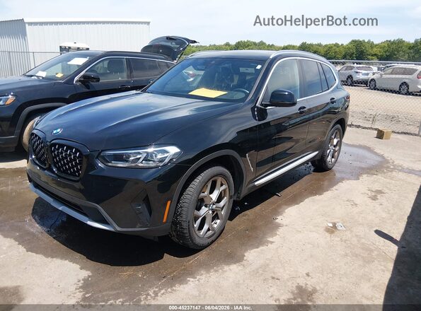 5UX53DP07N9K40352 2022 BMW X3 Черный Передняя левая четверть