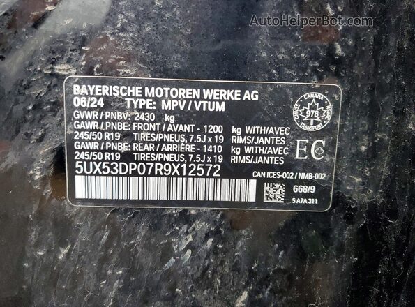 5UX53DP07R9X12572 2024 BMW X3 Black Սալոնի 360 աստիճան տեսք
