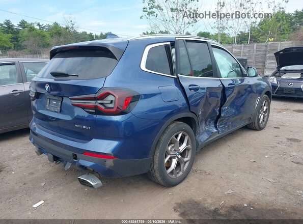 5UX53DP08N9N13556 2022 BMW X3 Синий Задняя правая четверть