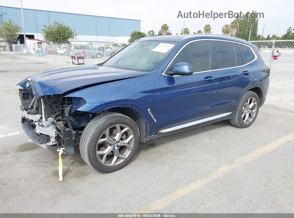 5UX53DP09N9J63466 2022 BMW X3 Blue Przód lewy