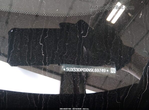 5UX53DP0XN9L69749 2022 BMW X3 Black Vista del compartimento del motor
