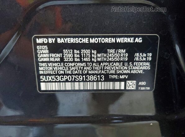 5UX53GP07S9138613 2025 BMW X3 Gray 