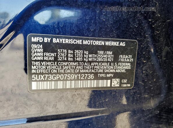 5UX73GP07S9Y12736 2025 BMW X3 Blue VIN sticker view