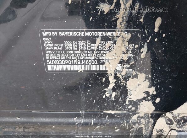 5UX83DP01N9J46500 2022 BMW X3 Black Widok komory silnika