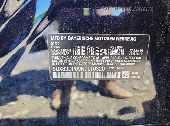 5UX83DP09N9L10320 2022 BMW X3 Black Вид підкапотного простору