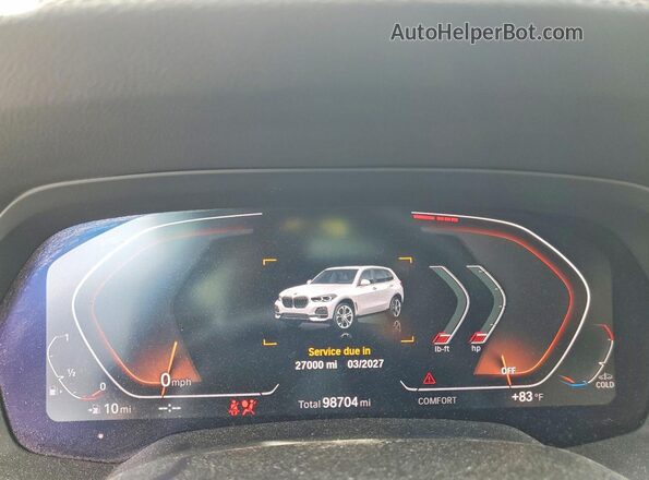 5UXCR4C00LLW65066 2020 BMW X5 White Вид щитка приладів