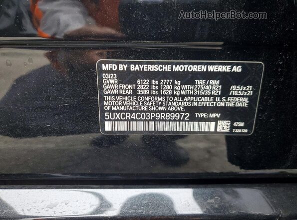 5UXCR4C03P9R89972 2023 BMW X5 Black 