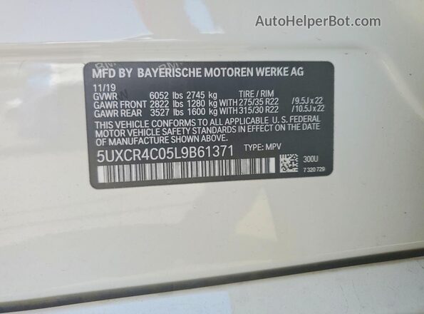 5UXCR4C05L9B61371 2020 BMW X5 Белый 