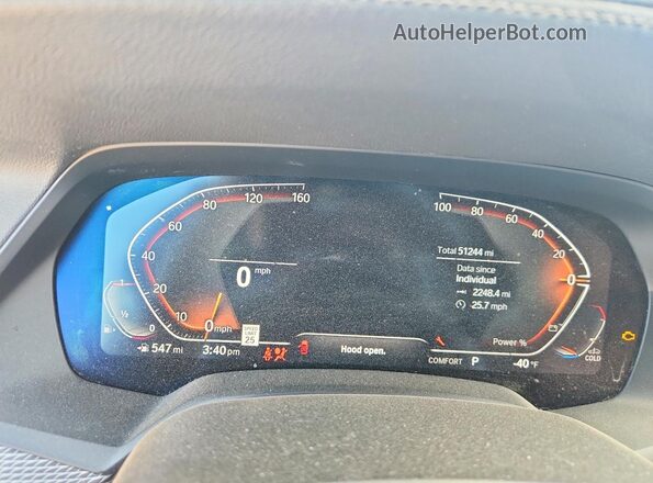 5UXCR6C01N9K61530 2022 BMW X5 Black Instrument cluster view