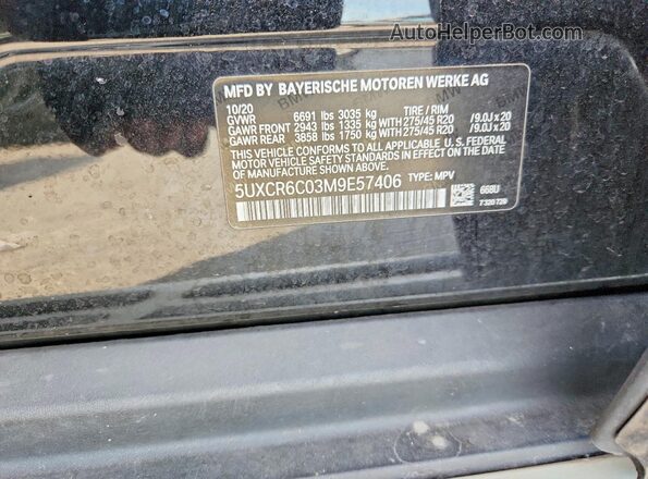 5UXCR6C03M9E57406 2021 BMW X5 Black VIN sticker view