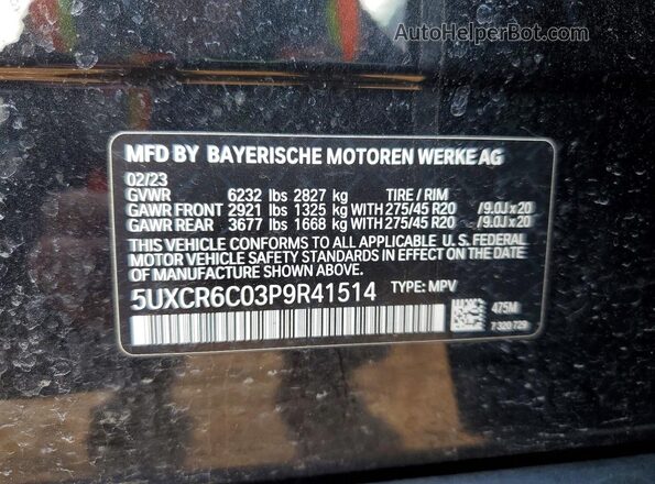 5UXCR6C03P9R41514 2023 BMW X5 Black 