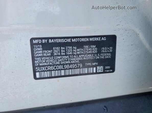 5UXCR6C08L9B49579 2020 BMW X5 Белый Вид подкапотного пространства