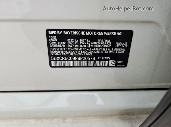 5UXCR6C09P9P20578 2023 BMW X5 White 